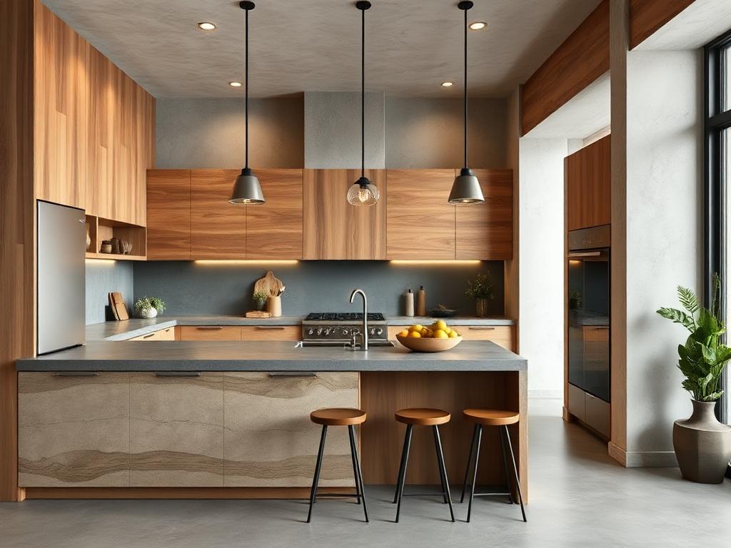 cuisine bois et béton ciré